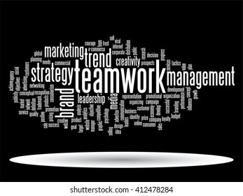 Vector concept or conceptual abstract word cloud on black background as metaphor for business, trend, media, focus, market, value, product, advertising or customer. Also for corporate wordcloud