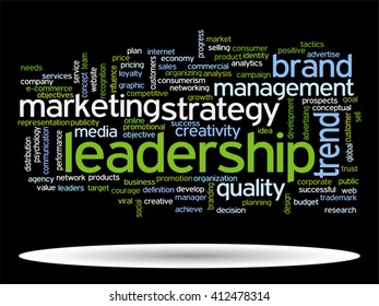 Vector concept or conceptual abstract word cloud on black background as metaphor for business, trend, media, focus, market, value, product, advertising or customer. Also for corporate wordcloud