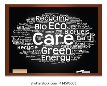 Vector concept or conceptual abstract word cloud on blackboard background as metaphor for business, trend, media, focus, market, value, product, advertising or customer. Also for corporate wordcloud
