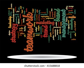 Concepto vectorial o nube conceptual abstracta de palabras sobre fondo negro como metáfora para negocios, tendencias, medios, enfoque, mercado, valor, producto, publicidad o cliente. También para la nube de palabras corporativa