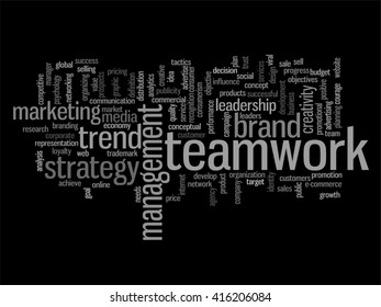 Vector concept or conceptual abstract word cloud on black background as metaphor for business, trend, media, focus, market, value, product, advertising or customer. Also for corporate wordcloud