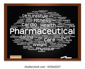 Vector concept or conceptual abstract word cloud on blackboard background, metaphor to health, nutrition, diet, wellness, body, energy, medical, fitness, medical, gym, medicine, sport, heart science