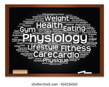Concepto vectorial o nube conceptual abstracta de palabras en el fondo de la pizarra, metáfora a la salud, la nutrición, la dieta, el bienestar, el cuerpo, la energía, la salud, la aptitud física, la medicina, la medicina, el deporte, la ciencia del corazón