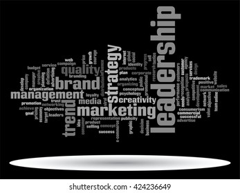 Vector concept or conceptual abstract word cloud on black background as metaphor for business, trend, media, focus, market, value, product, advertising or customer. Also for corporate wordcloud