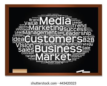 Vektorkonzept oder konzeptuell abstrakte Wortwolke auf schwarzem Hintergrund als Metapher für Unternehmen, Trends, Medien, Fokus, Markt, Wert, Produkt, Werbung oder Kunden. Auch für Corporate WordCloud