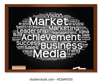 Vektorkonzept oder konzeptuell abstrakte Wortwolke auf schwarzem Hintergrund als Metapher für Unternehmen, Trends, Medien, Fokus, Markt, Wert, Produkt, Werbung oder Kunden. Auch für Corporate WordCloud