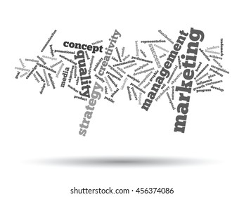 Vector concept or conceptual abstract word cloud on white background as metaphor for business, trend, media, focus, market, value, product, advertising or customer. Also for corporate wordcloud