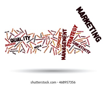 Vector concept or conceptual abstract word cloud on white background as metaphor for business, trend, media, focus, market, value, product, advertising or customer. Also for corporate wordcloud