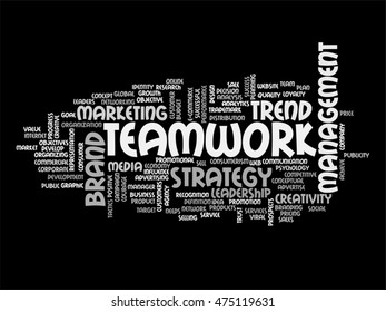 Concepto vectorial o nube conceptual abstracta de palabras sobre fondo negro como metáfora para negocios, tendencias, medios, enfoque, mercado, valor, producto, publicidad o cliente. También para la nube de palabras corporativa