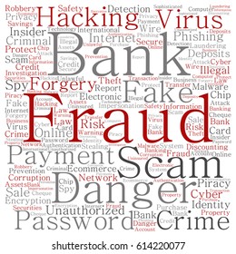 Concepto vectorial o fraude bancario conceptual estafa de pago peligro palabra cuadrada nube aislado en segundo plano