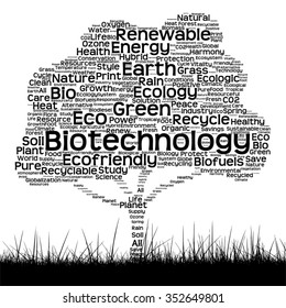 Vector concept conceptual black ecology text word cloud as tree and grass isolated on white background for nature, ecology, green, energy, natural, life, world, global, protect environmental recycling
