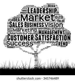 Vector concept or conceptual black media tree and grass word cloud on white background