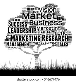 Vetor conceito árvore de mídia preta conceitual e nuvem de palavras de grama no fundo branco como metáfora para negócios, tendência, mídia, foco, mercado, valor, produto, publicidade ou cliente corporativo wordcloud