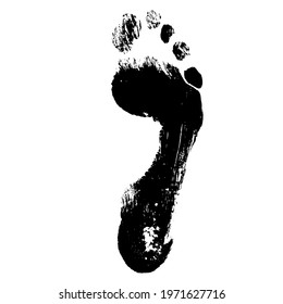 Vector concept or conceptual black paint human foot or footprint isolated on white background. A metaphor for education, art, nature, health, environment, footprint and climate change