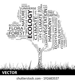 Vector Concept or conceptual black text word cloud as tree isolated on white background, metaphor to nature, ecology, green, energy, natural, life, world or global, protect, environmental or recycling