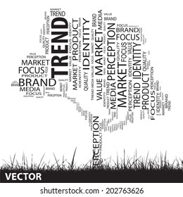 Vector concept or conceptual black tree and grass word cloud on white background as metaphor for business, trend, media, focus, market, value, product, advertising or customer or corporate wordcloud