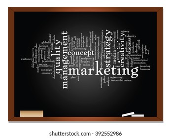 Vector concept or conceptual business abstract word cloud on blackboard and chalk background