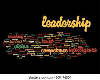 Vector concept or conceptual business leadership, management value word cloud isolated on background
