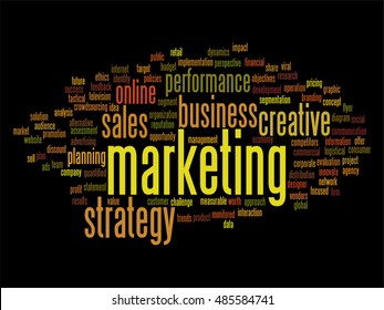 Vector concept or conceptual business marketing target word cloud isolated on background metaphor to advertising, strategy, promotion, branding, value, performance, planning, challenge or development