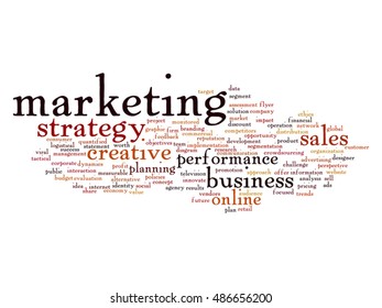 Vector concept or conceptual business marketing target word cloud isolated on background metaphor to advertising, strategy, promotion, branding, value, performance, planning, challenge or development