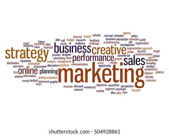 Vector concept or conceptual business marketing target word cloud isolated on background metaphor to advertising, strategy, promotion, branding, value, performance, planning, challenge or development
