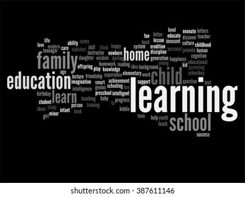 Vector concept or conceptual child education or family abstract word cloud isolated on background