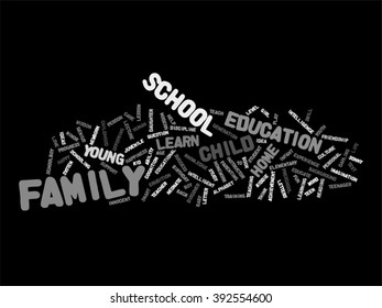 Concepto vectorial o educación infantil conceptual o nube de palabras abstractas de la familia aislados en segundo plano
