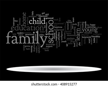 Vector concept or conceptual child education or family abstract word cloud isolated on background