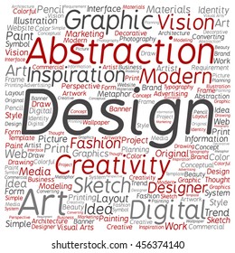Vector concept or conceptual creativity art graphic design square word cloud isolated on background metaphor to advertising, decorative, fashion, identity, inspiration, vision, perspective or modeling