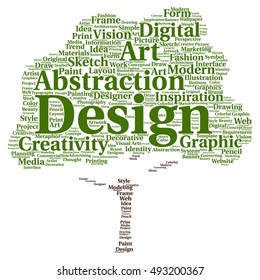 Vector concept or conceptual creativity art graphic design tree word cloud isolated on background metaphor to advertising, decorative, fashion, identity, inspiration, vision, perspective or modeling