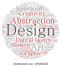 Vector concept or conceptual creativity art graphic design circle word cloud isolated on background metaphor to advertising, decorative, fashion, identity, inspiration, vision, perspective or modeling