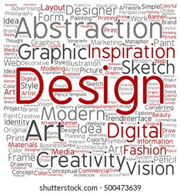 Vector concept or conceptual creativity art graphic design square word cloud isolated on background metaphor to advertising, decorative, fashion, identity, inspiration, vision, perspective or modeling