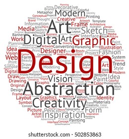 Vector concept or conceptual creativity art graphic design circle word cloud isolated on background metaphor to advertising, decorative, fashion, identity, inspiration, vision, perspective or modeling