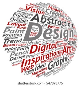 Vector concept conceptual creativity art graphic design visual word cloud isolated on background metaphor to advertising, decorative, fashion, identity, inspiration, vision, perspective or modeling