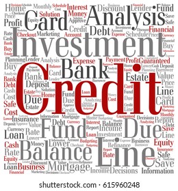 Vector concept or conceptual credit card line investment balance square word cloud isolated on background
