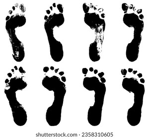 Concepto vectorial o pintura linda conceptual pie humano o huella del niño aislado en el fondo blanco para el arte, la infancia, la diversión, la felicidad, el niño, el símbolo, el niño, la identidad, la educación, la escuela, el niño o el niño
