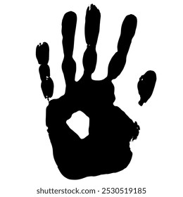 Mano humana o huella de mano del niño aislado en el fondo blanco para el arte, la diversión, feliz, bebé, identidad, educación, escuela, niño pequeño o Vector de la niñez joven