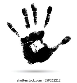 Vector concept or conceptual cute paint human hand or handprint of child isolated on white background for art, childhood, fun, happy, infant, symbol, kid, identity, education, school, little or young