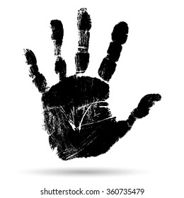 Vector concept or conceptual cute paint human hand or handprint of child isolated on white background for art, childhood, fun, happy, infant, symbol, kid, identity, education, school, little or young