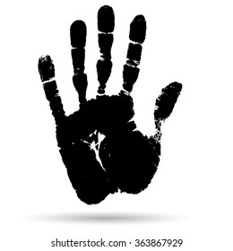 Vector concept or conceptual cute paint human hand or handprint of child isolated on white background for art, childhood, fun, happy, infant, symbol, kid, identity, education, school, little or young