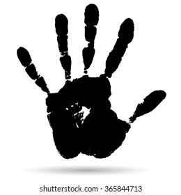 Vector concept or conceptual cute paint human hand or handprint of child isolated on white background for art, childhood, fun, happy, infant, symbol, kid, identity, education, school, little or young