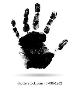 Vector concept or conceptual cute paint human hand or handprint of child isolated on white background for art, childhood, fun, happy, infant, symbol, kid, identity, education, school, little or young