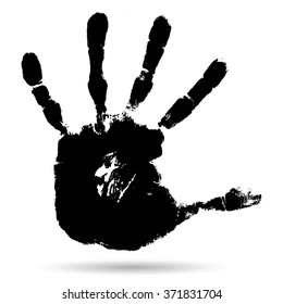 Vector concept or conceptual cute paint human hand or handprint of child isolated on white background for art, childhood, fun, happy, infant, symbol, kid, identity, education, school, little or young