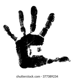 Vector concept or conceptual cute paint human hand or handprint of child isolated on white background for art, childhood, fun, happy, infant, symbol, kid, identity, education, school, little or young