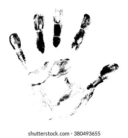 Vector concept or conceptual cute paint human hand or handprint of child isolated on white background for art, childhood, fun, happy, infant, symbol, kid, identity, education, school, little or young