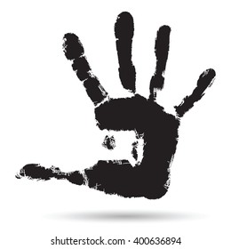 Vector concept or conceptual cute paint human hand or handprint of child isolated on white background for art, childhood, fun, happy, infant, symbol, kid, identity, education, school, little or young