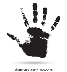 Vector concept or conceptual cute paint human hand or handprint of child isolated on white background for art, childhood, fun, happy, infant, symbol, kid, identity, education, school, little or young