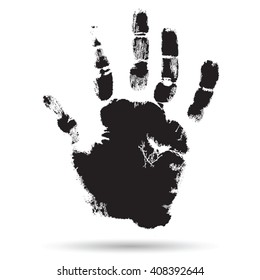 Vector concept or conceptual cute paint human hand or handprint of child isolated on white background for art, childhood, fun, happy, infant, symbol, kid, identity, education, school, little or young