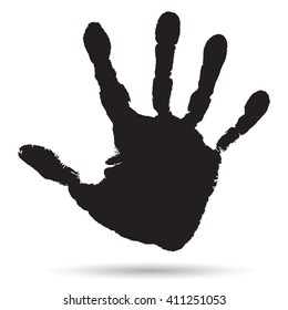 Vector concept or conceptual cute paint human hand or handprint of child isolated on white background for art, childhood, fun, happy, infant, symbol, kid, identity, education, school, little or young