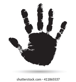 Vector concept or conceptual cute paint human hand or handprint of child isolated on white background for art, childhood, fun, happy, infant, symbol, kid, identity, education, school, little or young